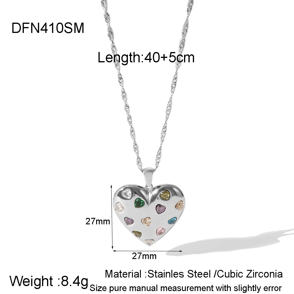 Crystal Heart Confetti Pendant Necklace