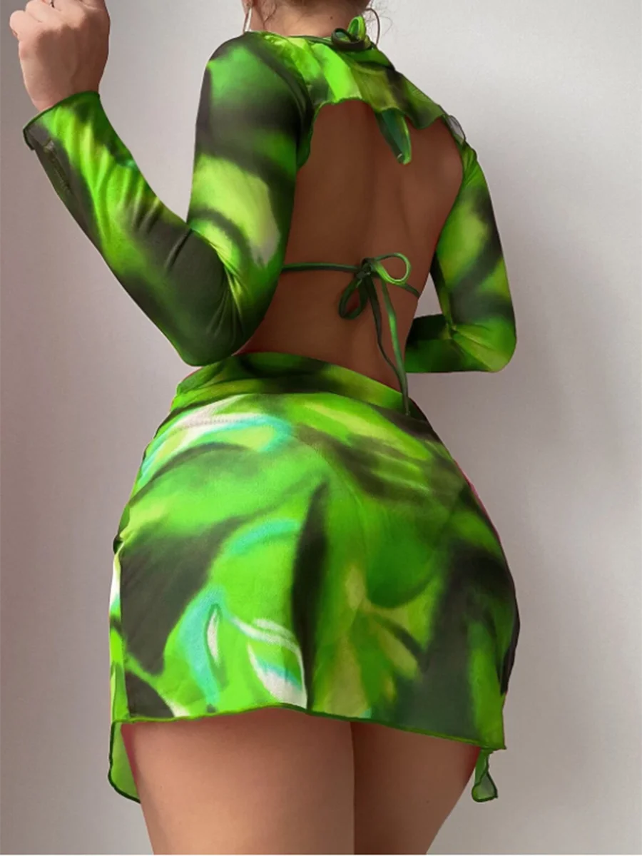 Abstract Print Three-Piece Skirt Set