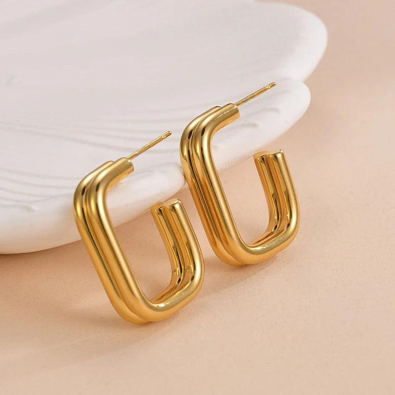 Geometric Gold Hoop Earrings
