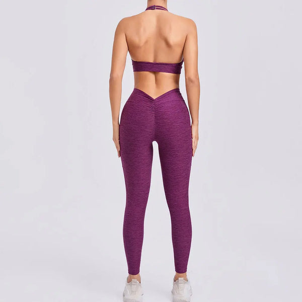 Halter Bra & Pocket Leggings Workout Set