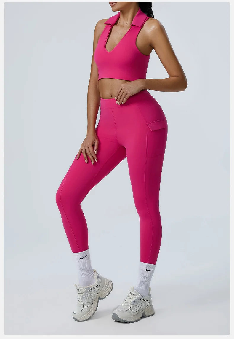 Polo Halter & Cargo Leggings Workout Set