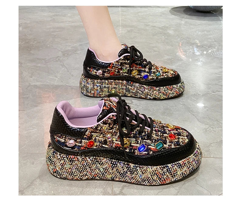 Crystal Embellished Platform Sneakers