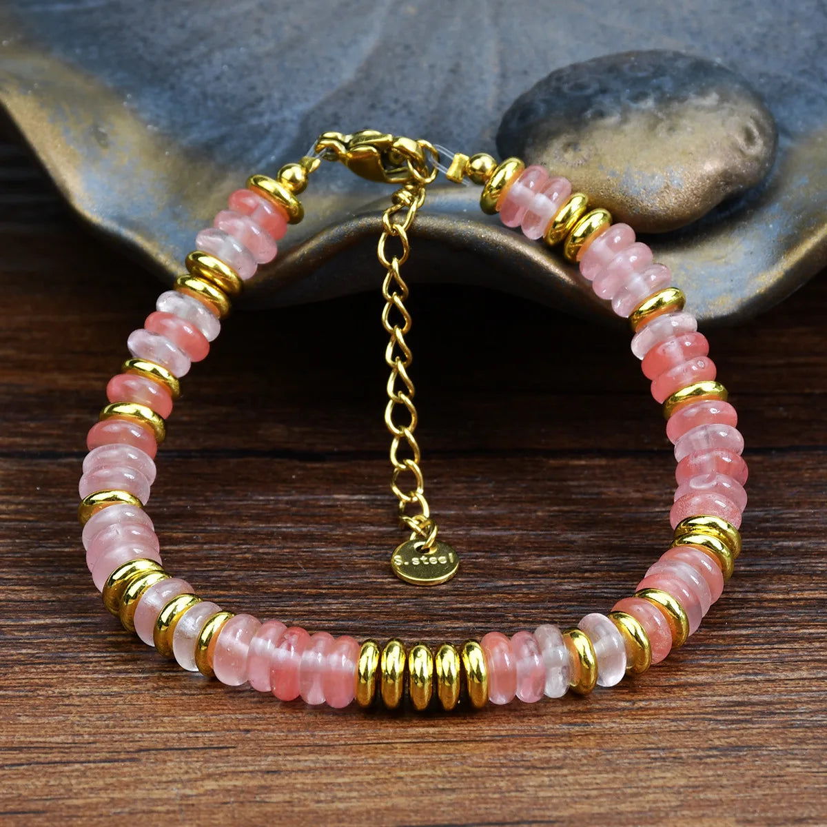 Multicolor Beaded Bracelet with Gold Accents