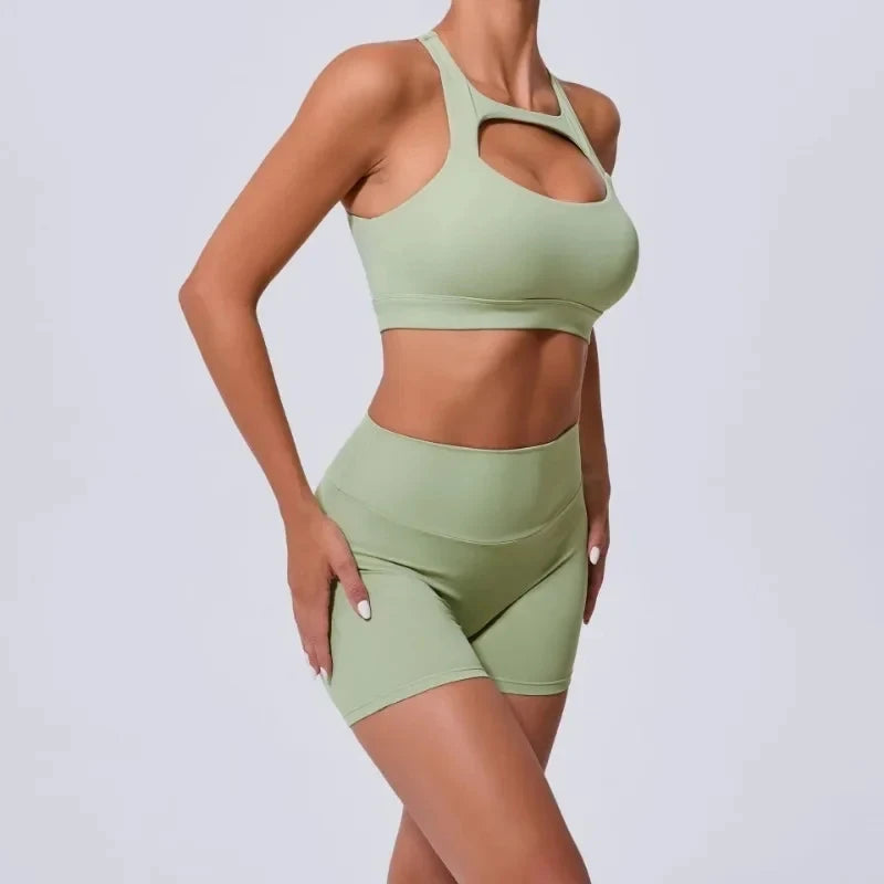 Cut-Out Bra & Shorts Workout Set