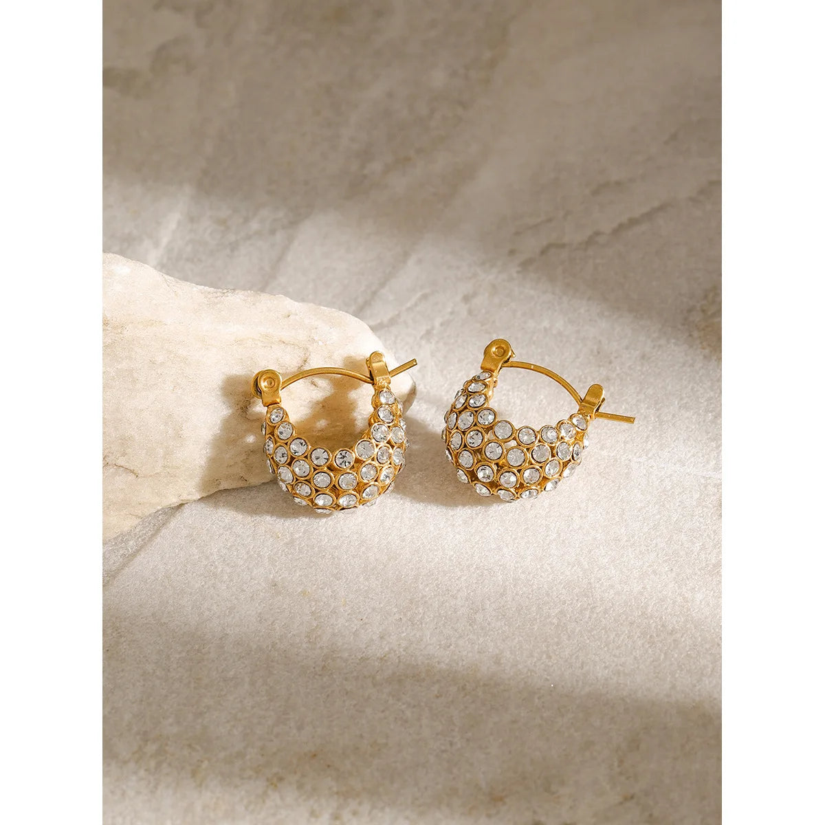 Pearl Cluster V Hoop Earrings