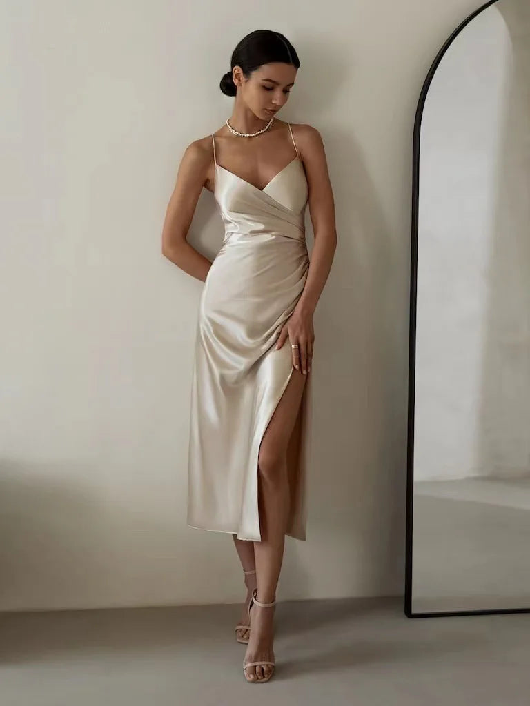 Luna Satin Drape Dress