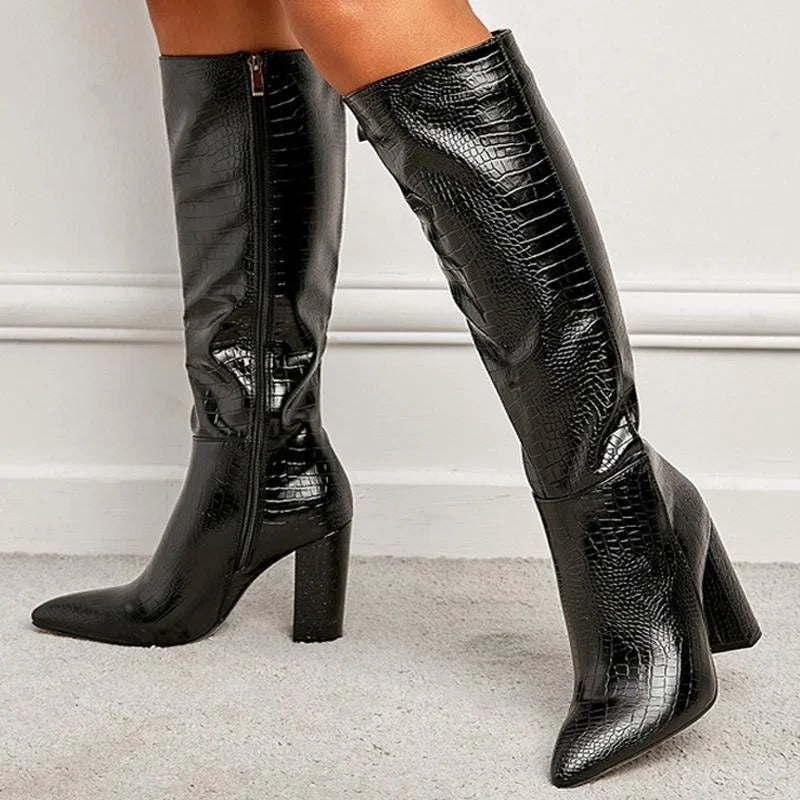 Pointed Toe High Heel Sock Boot