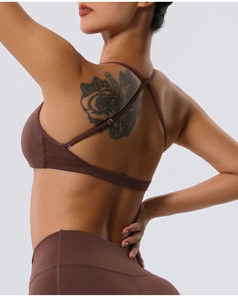 Twist-Front Halter Sports Bra