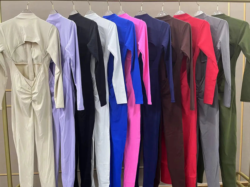 Backless SculptFit Long Sleeve Jumpsuit