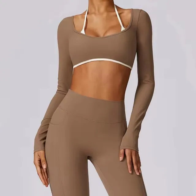Square Neck Long Sleeve Workout Top