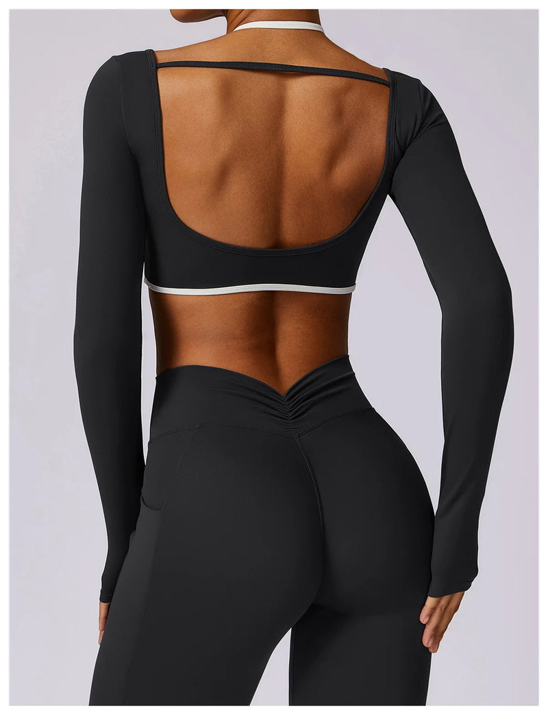Square Neck Long Sleeve Workout Top
