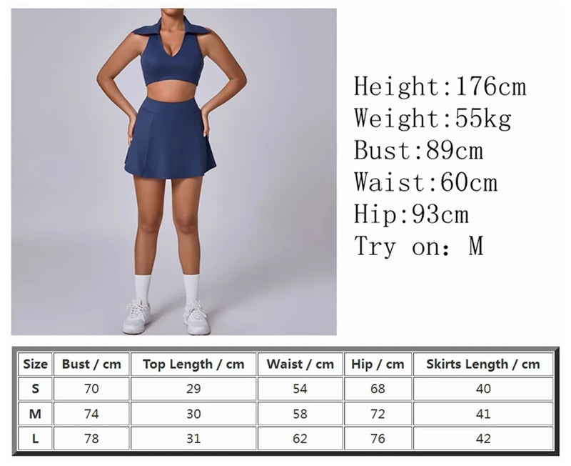 Collared Halter Tennis Skirt Set