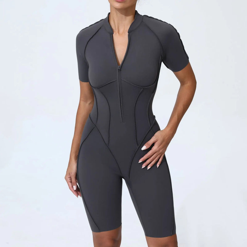 Short-Sleeve Zip Romper