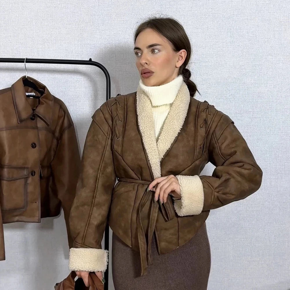 Belted Faux Shearling Jacket
