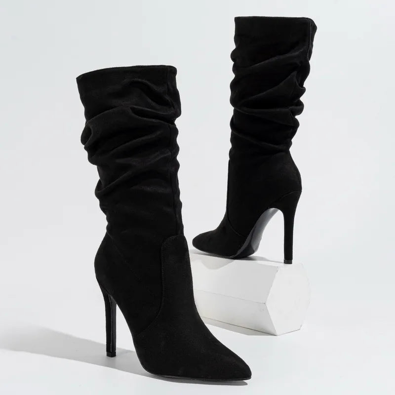 Suede Slouchy Stiletto Boots