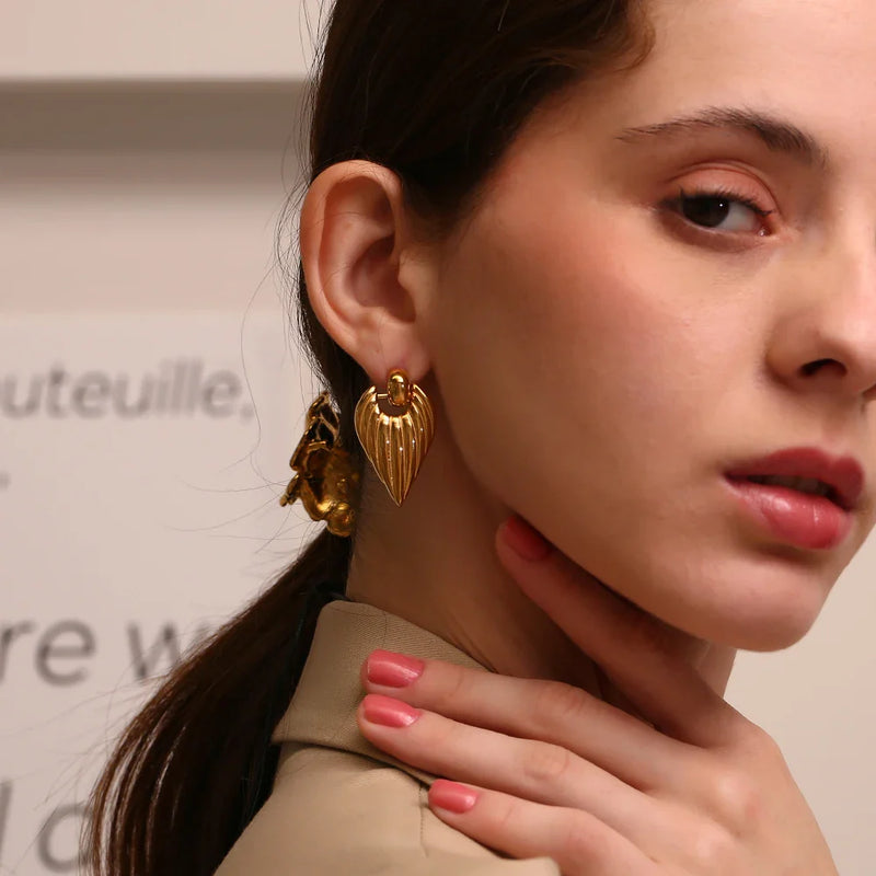 Hook Leaves Wings Drop Earrings