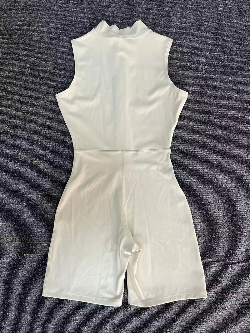 Sleeveless Zip Front Workout Romper