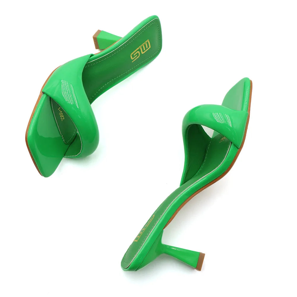 Square Toe Slip-On Heels