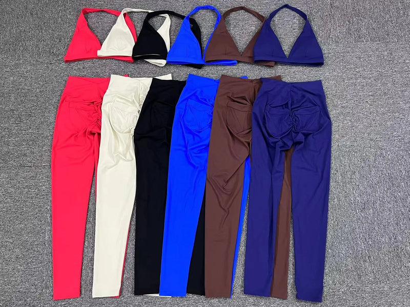 Twist-Front Halter Leggings Set