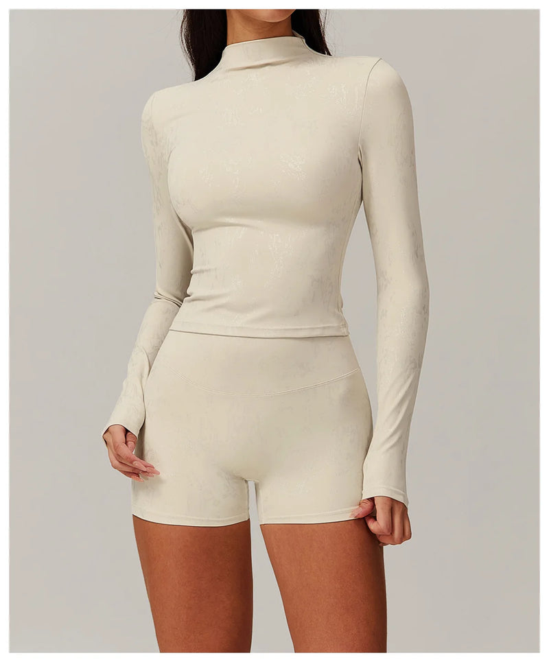 Long Sleeve Seamless Mock Neck Crop Top