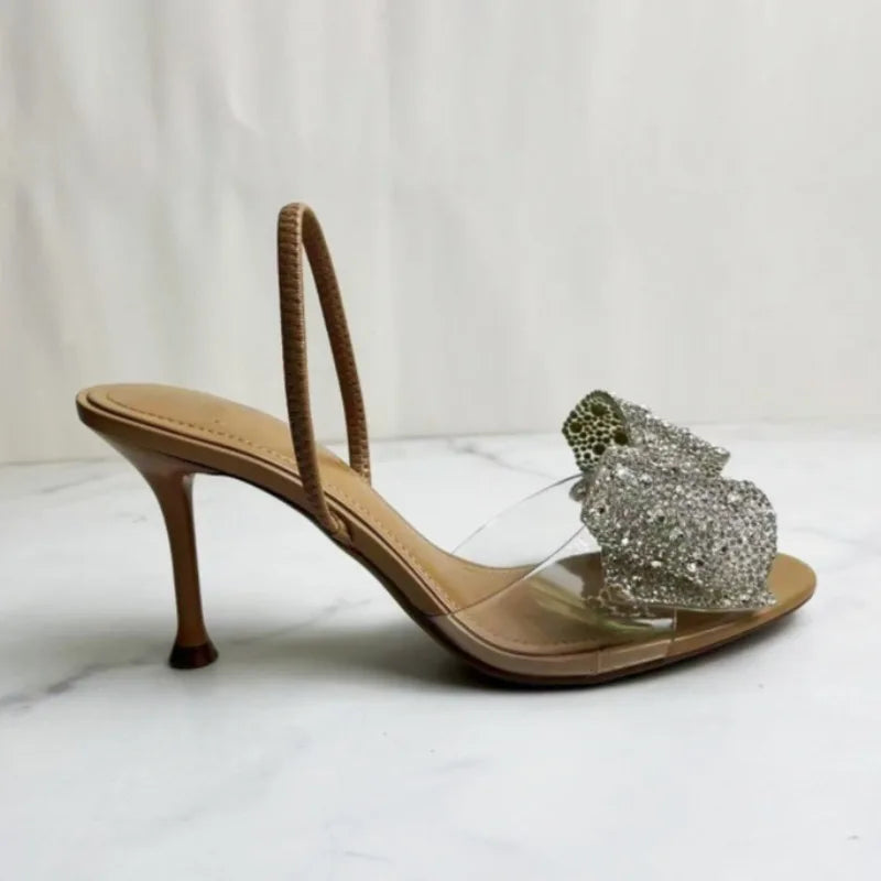 Crystal Bow Slingback Heels