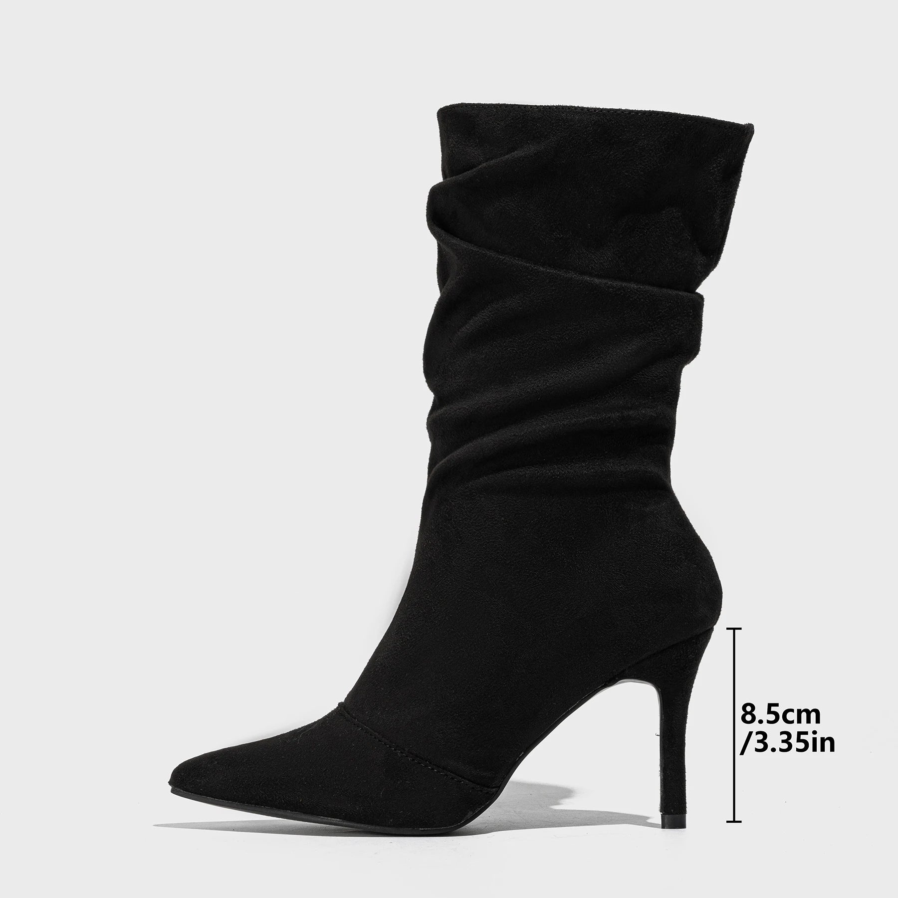Ruched Pointed-Toe Stiletto Boots