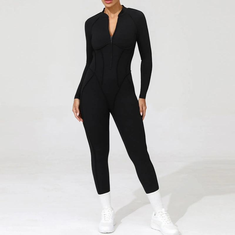 Long Sleeve Zip Front Jumpsuit
