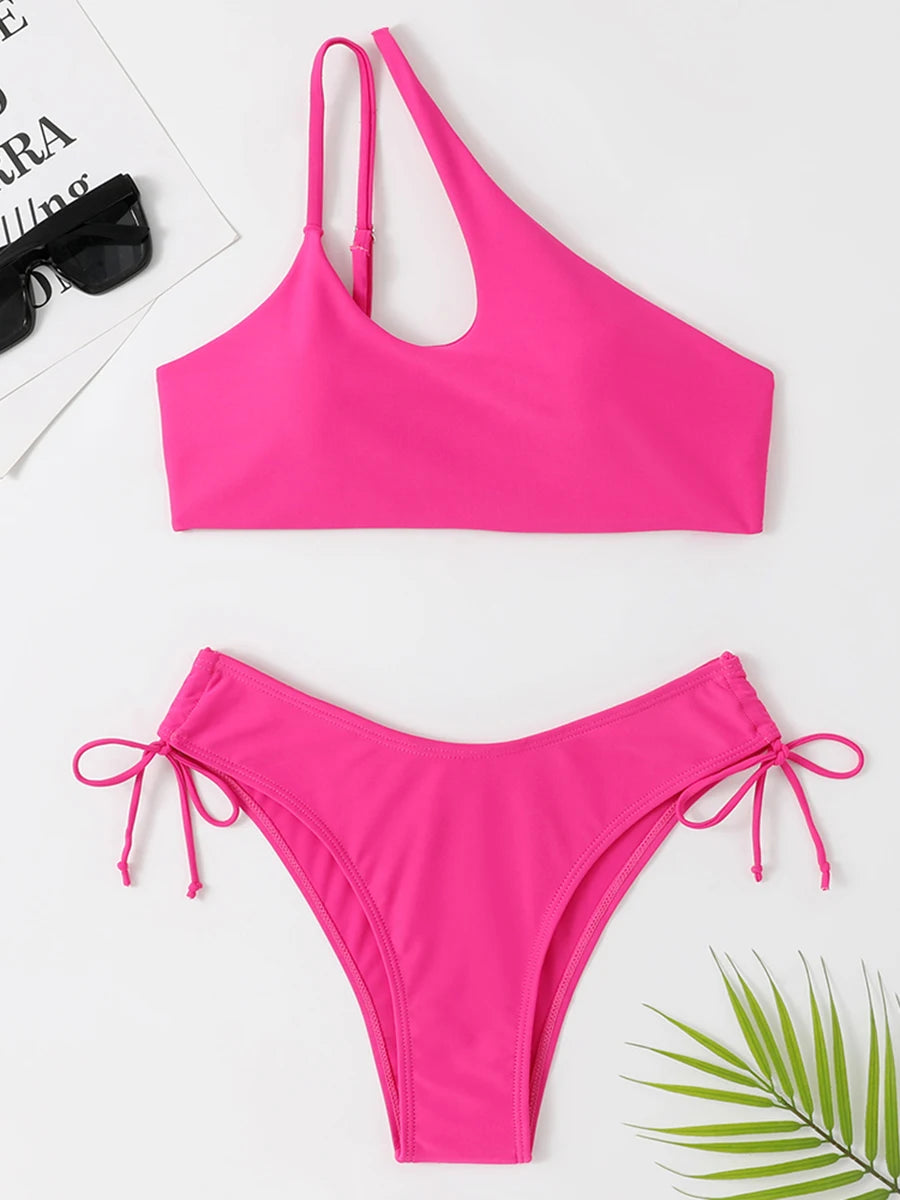 Asymmetrical Cutout Bikini Set