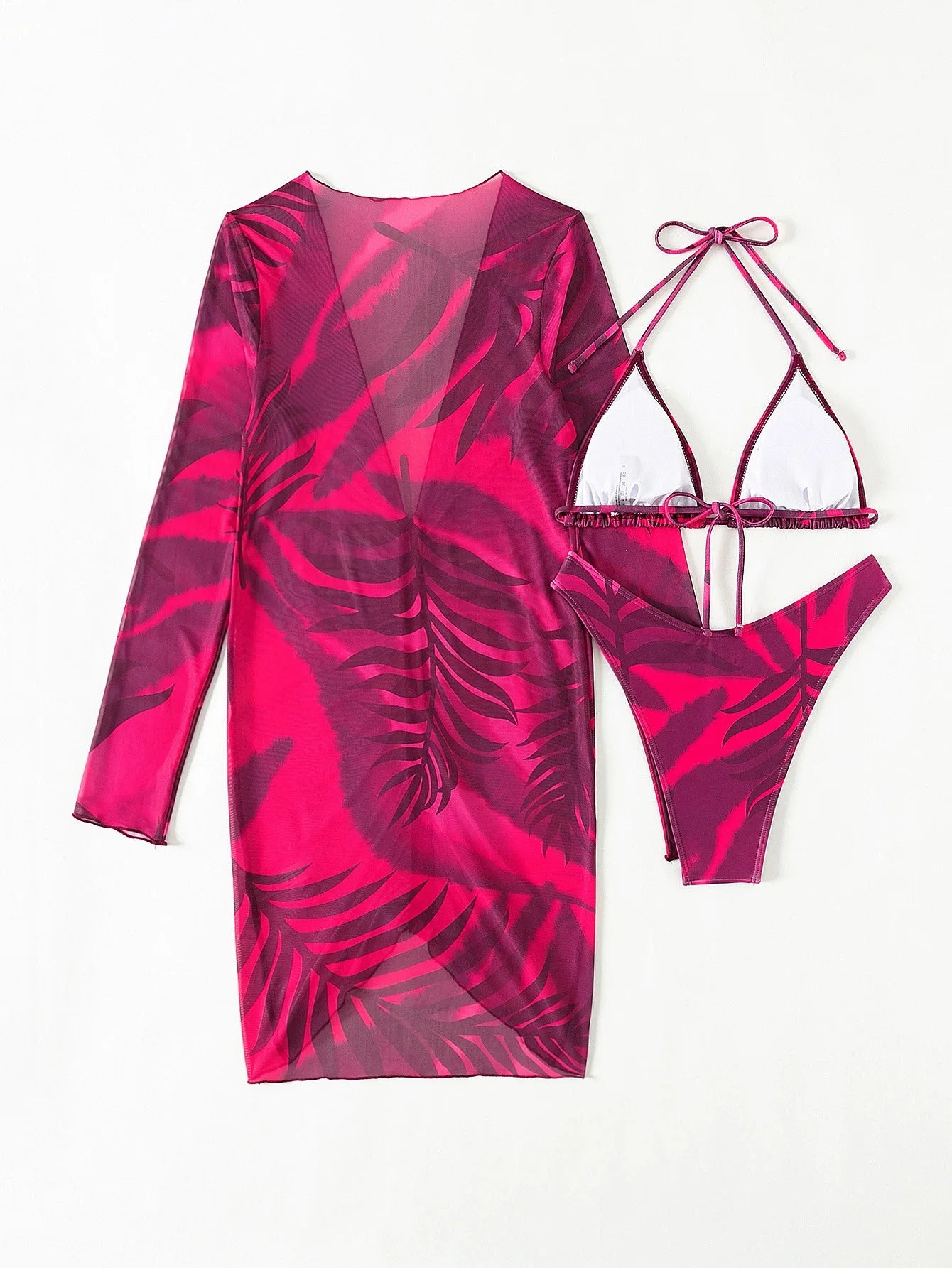 Long Sleeve Cutout Bikini Dress Set