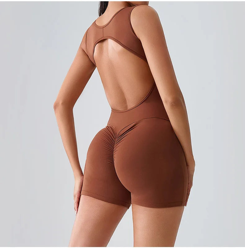 Open Back Biker Short Romper