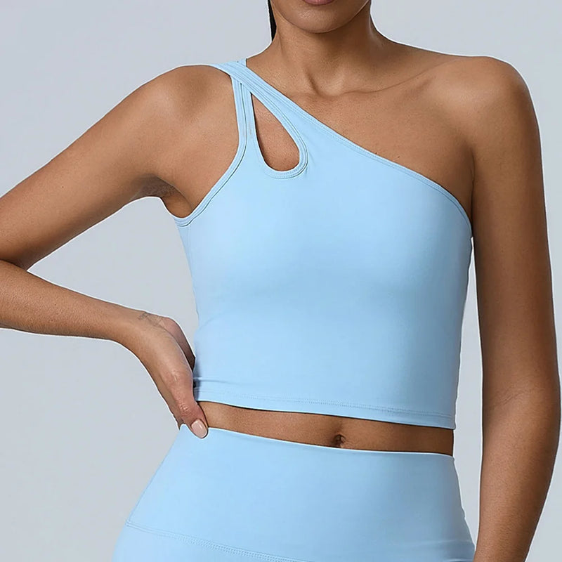 One-Shoulder Cutout Crop Top & High-Waist Leggings Set