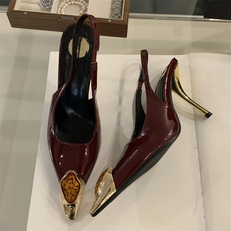 Jewel Accent Slingback Heels
