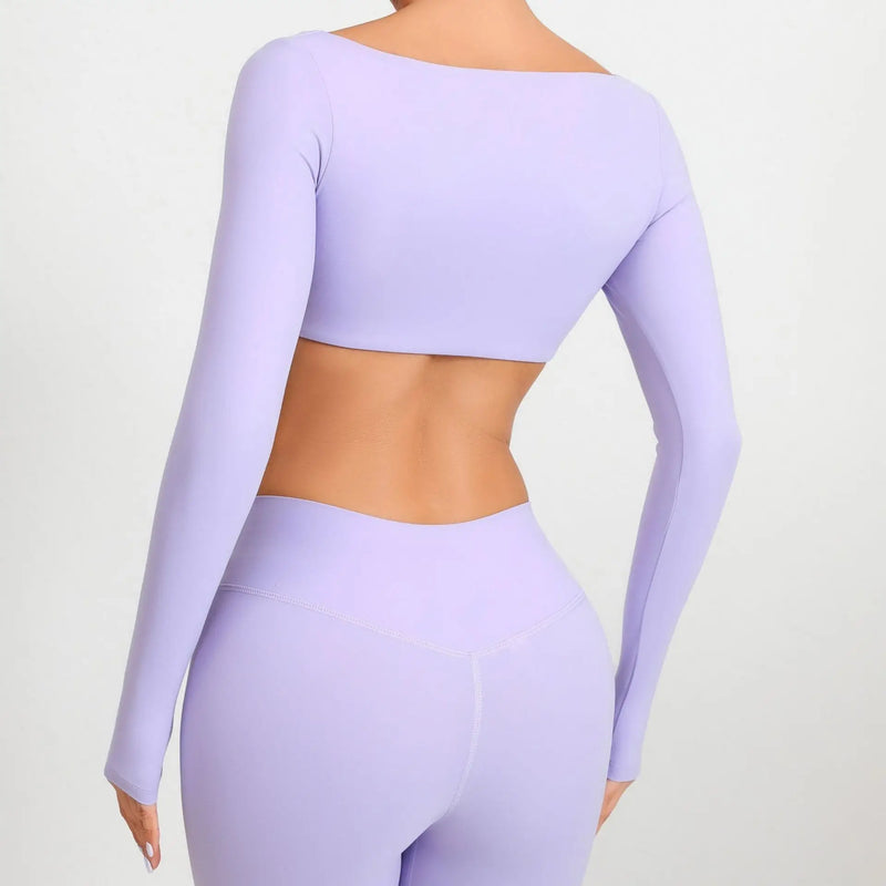 Square Neck Long Sleeve Crop Top