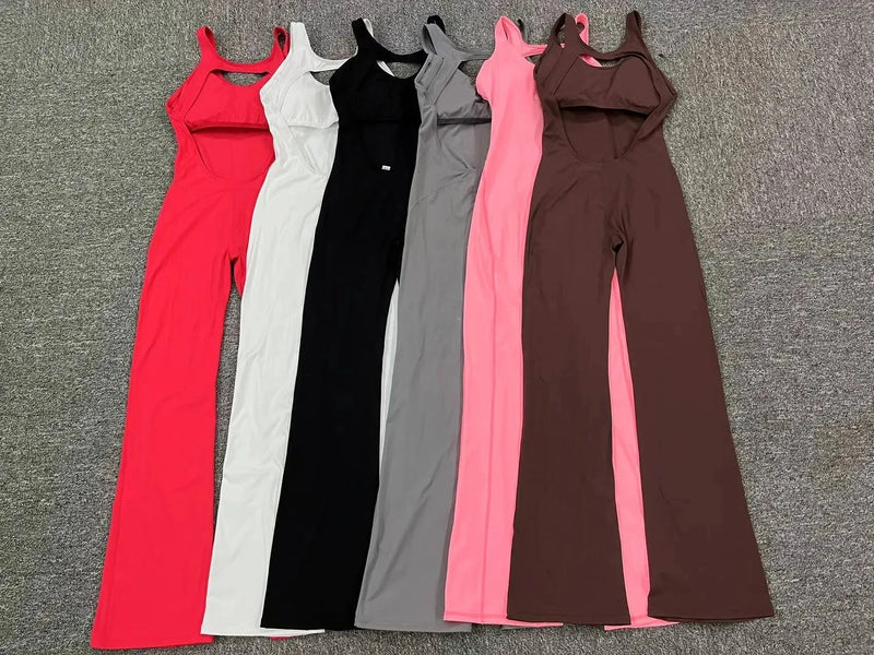 Open Back Flared Leg Jumpsuit