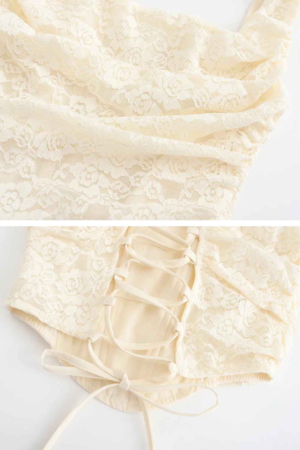 Lace Ruched Two-Piece Maxi Dress