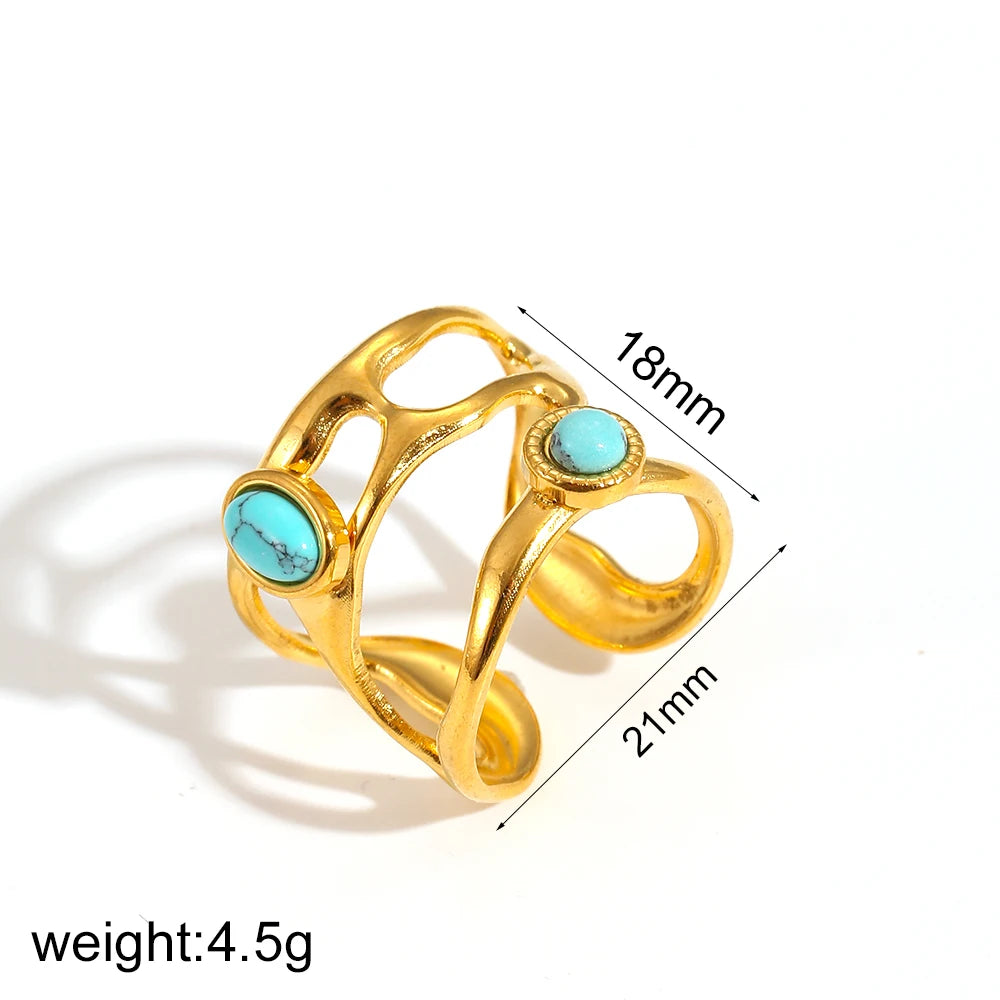 Boho Turquoise Ring Set