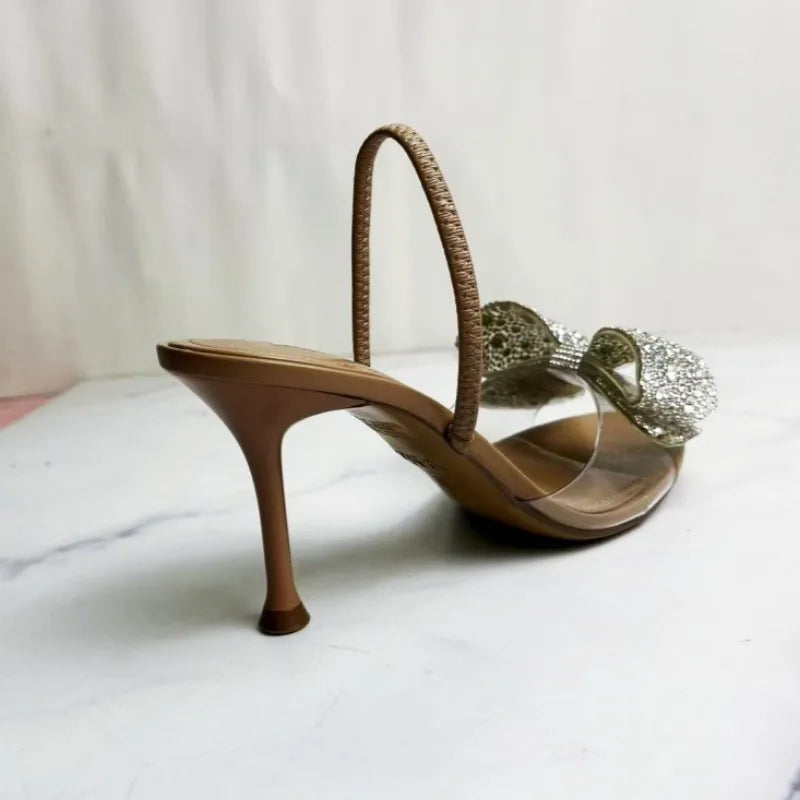 Crystal Bow Slingback Heels