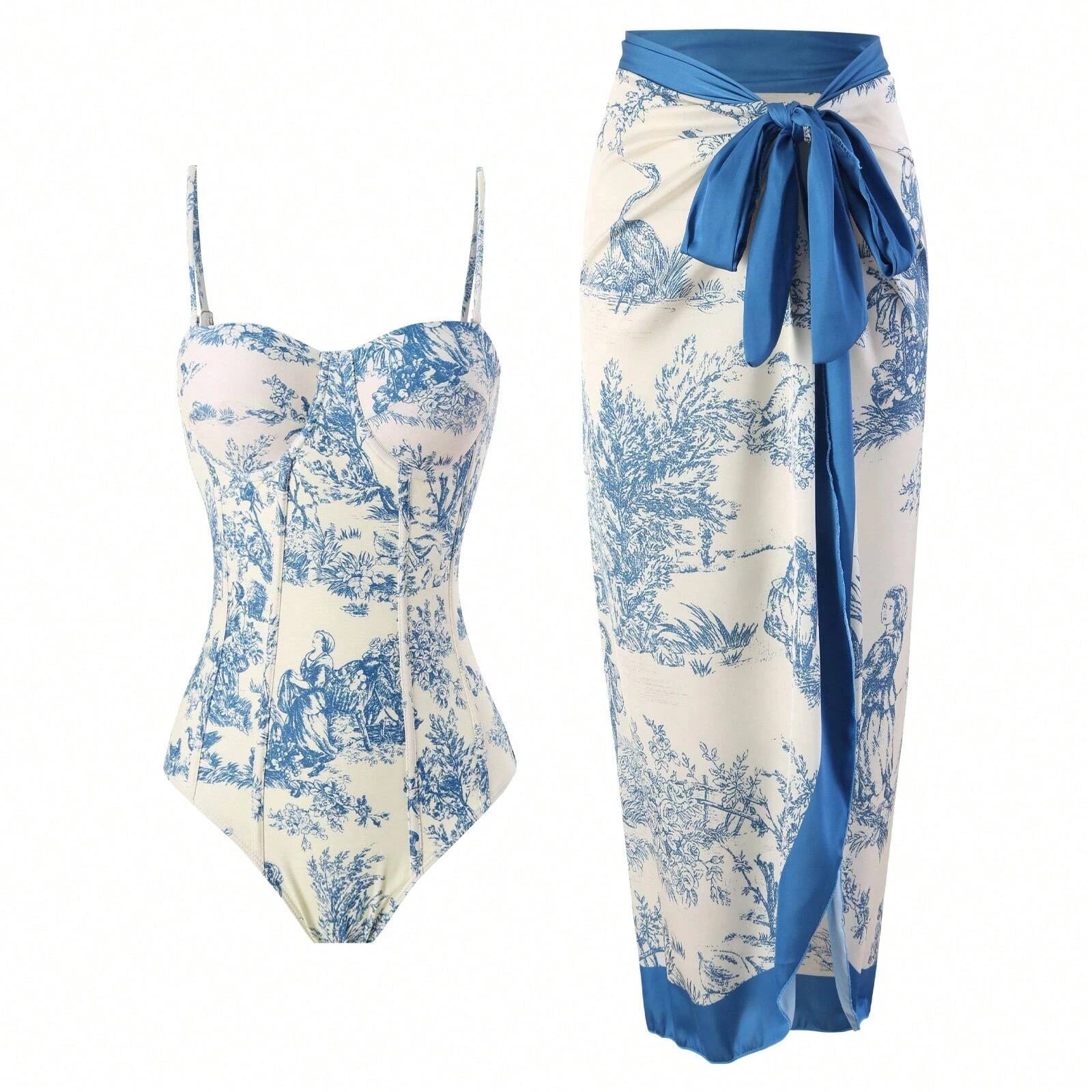 Printed Spaghetti Strap Bodysuit