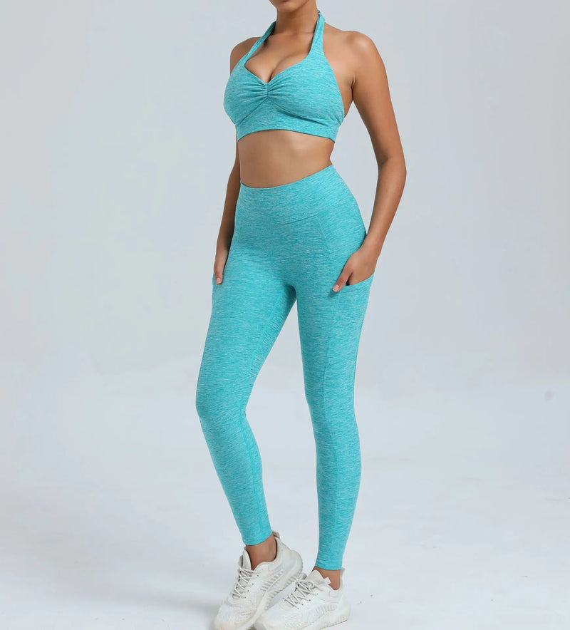 Halter Bra & Pocket Leggings Workout Set