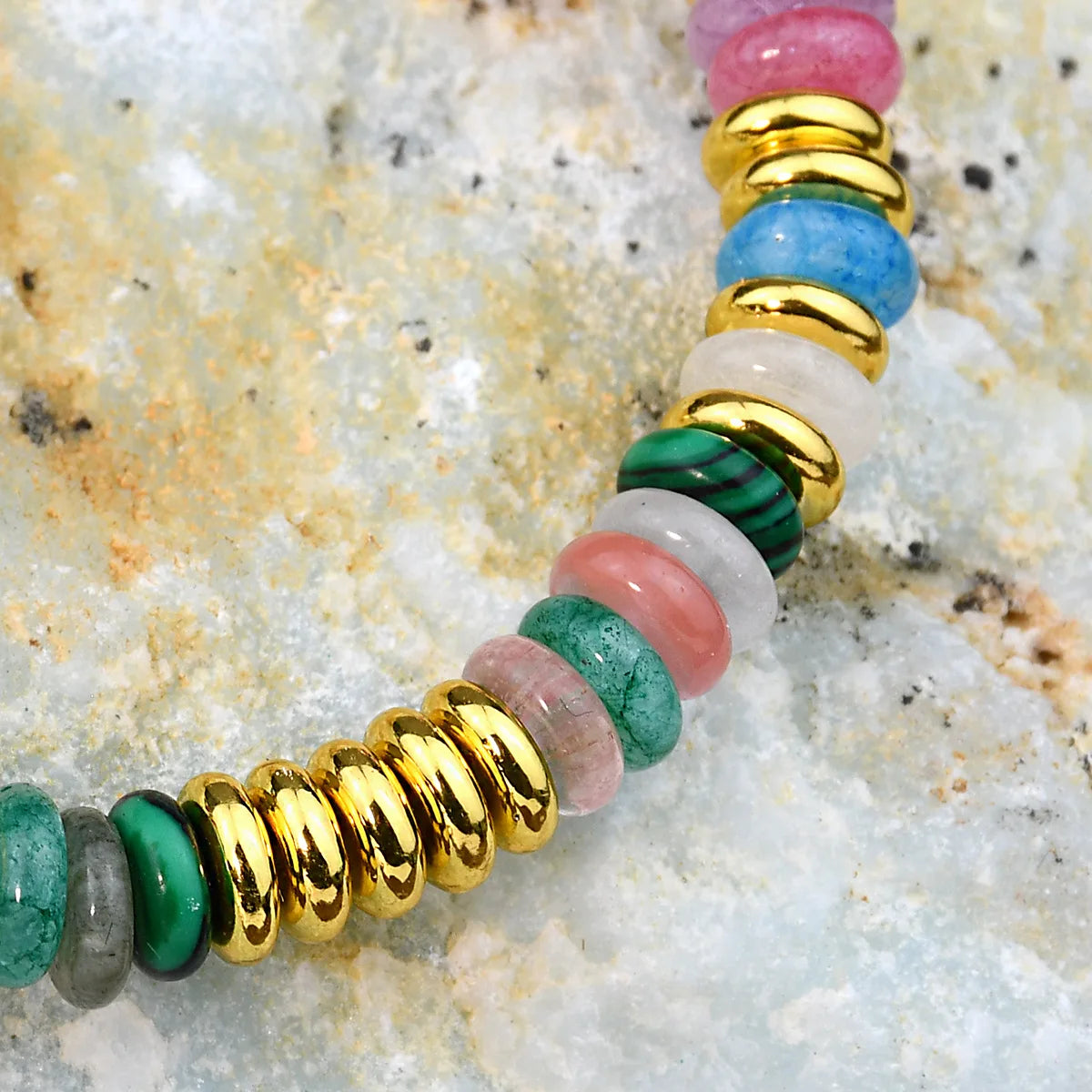 Multicolor Beaded Bracelet with Gold Accents