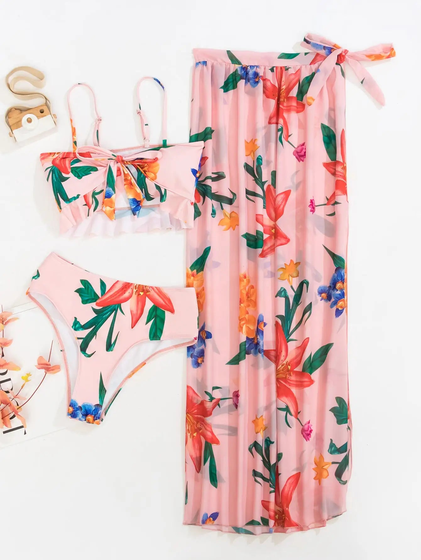 Floral Print Bikini & Sarong Set