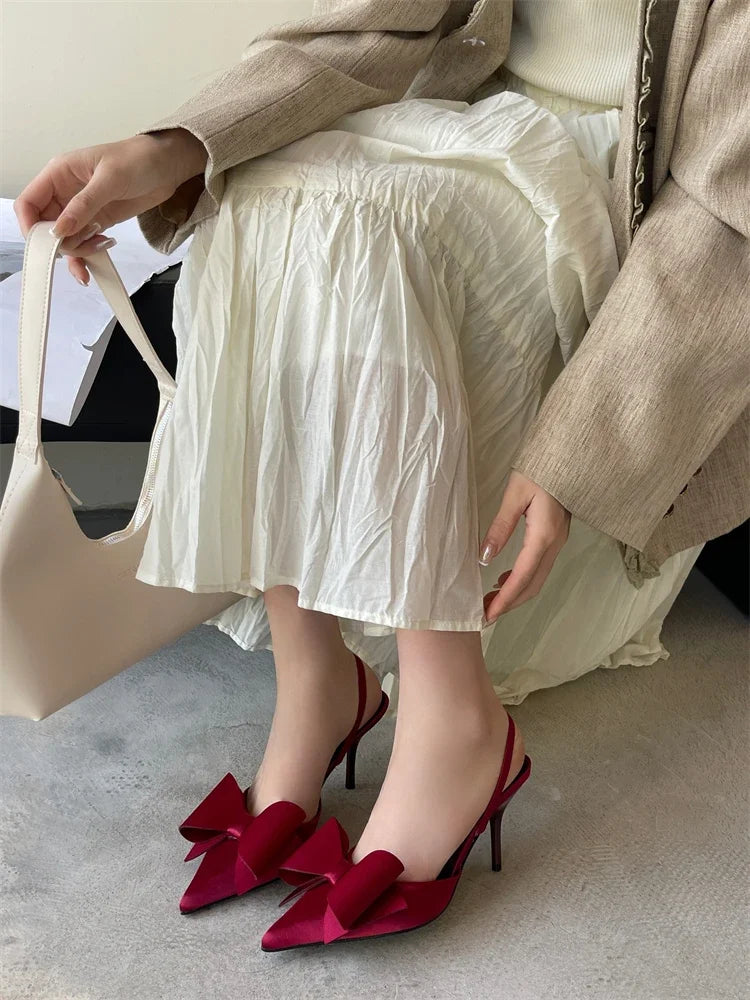 Bow Detail Slip-On Heels