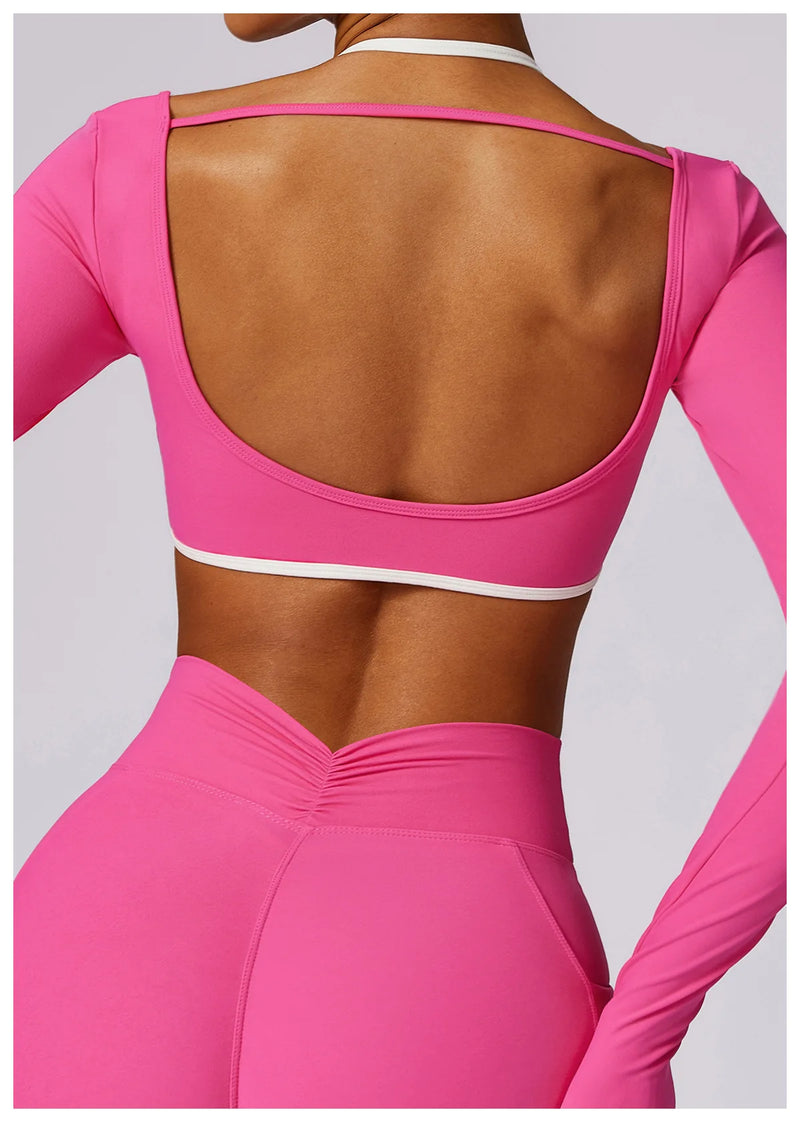 Square Neck Long Sleeve Workout Top