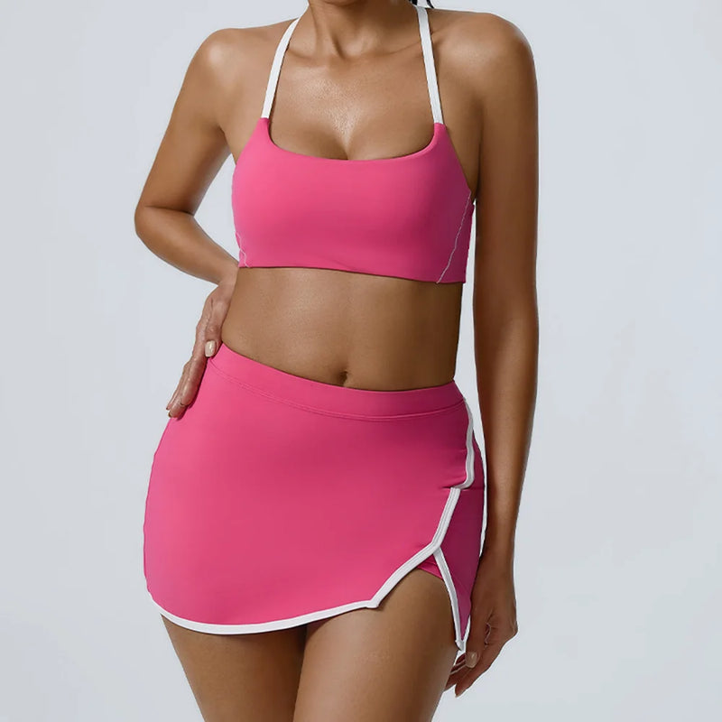 Split-Front Athletic Skirt Set