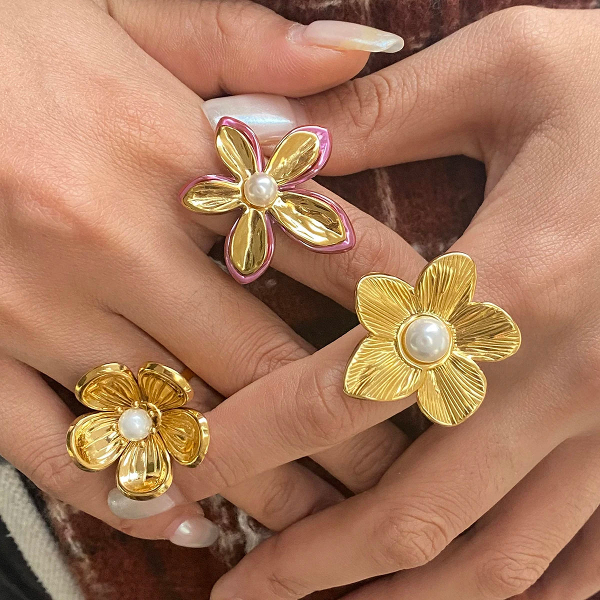 Pearl Petal Bloom Statement Ring