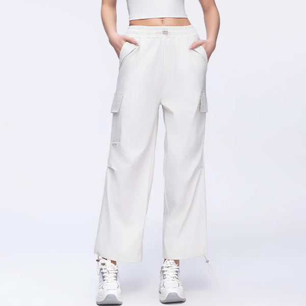 High-Waisted Drawstring Cargo Pants