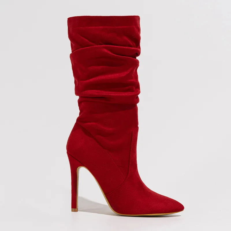 Suede Slouchy Stiletto Boots