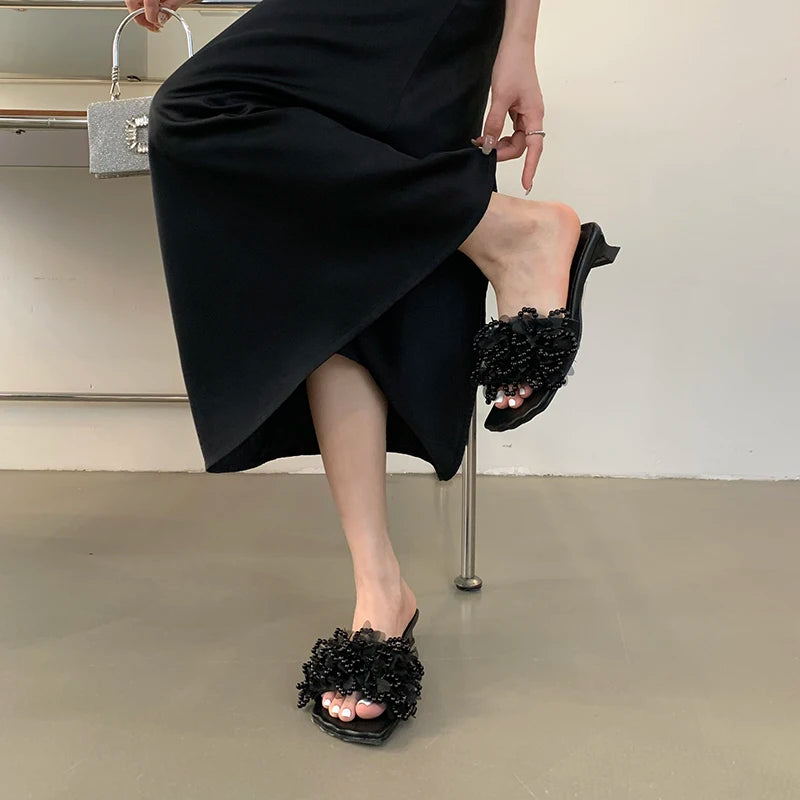 Pearl Bloom Heeled Sandals