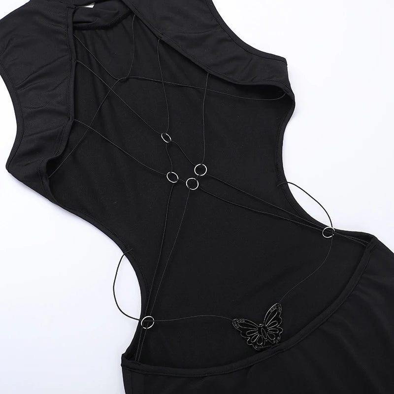 Midnight Allure Lace-Up Dress
