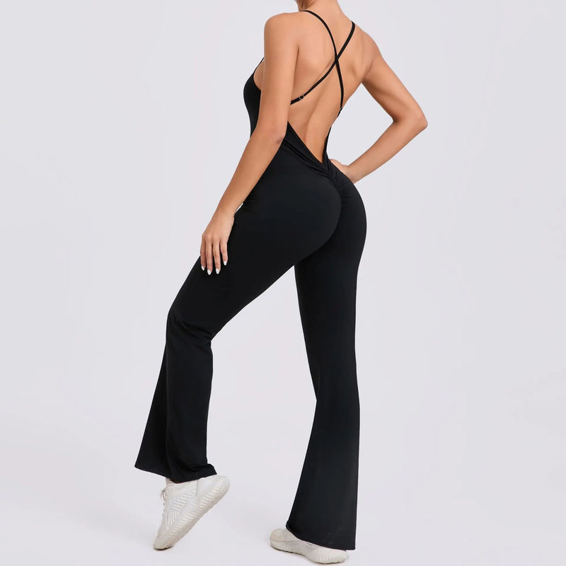Sleek Noir Flare Jumpsuit